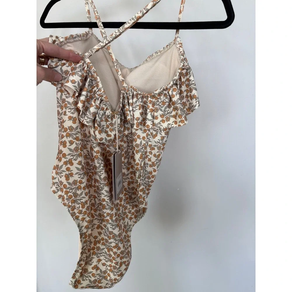 Konges Slojd Peony Mommy Swimsuit Orangery Beige Floral Ruffle One‎ Piece Small